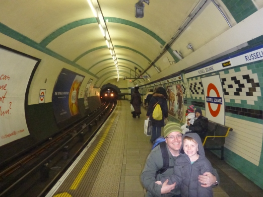 Just one of several photos of C and T in London's Underground, AKA "The Tube." This subway system turns 150 years old this year!