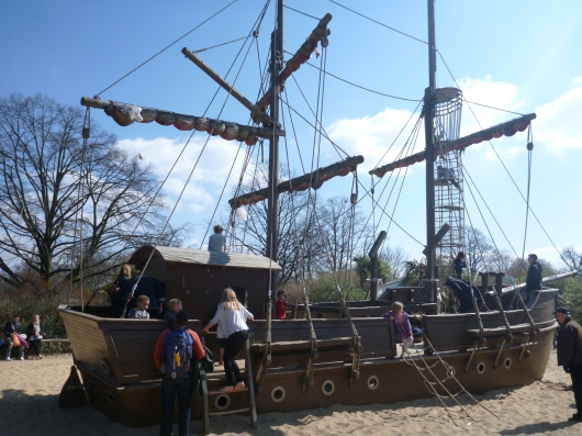 The pirate ship inside the Diana Princess of Wales' Memorial Playground in Kensington Gardens.