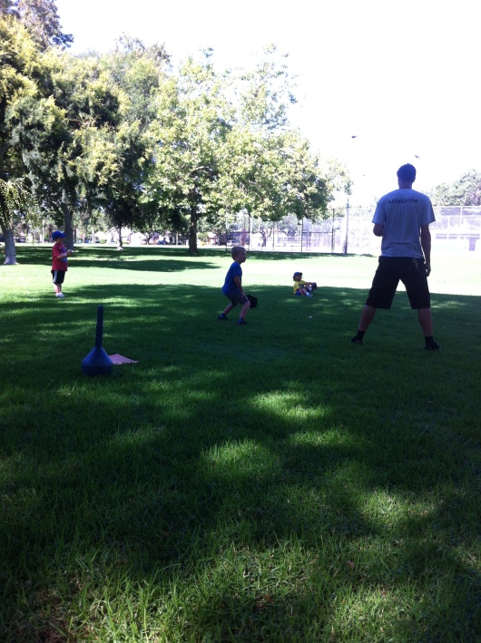 Coach Chris showed the kids how to field during their second practice.
