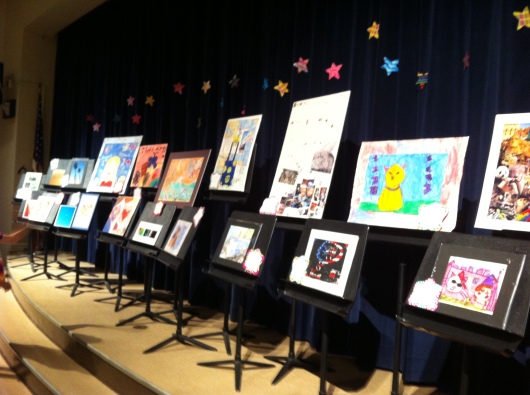 The Reflections art show sponsored by National PTA and run at local levels by each school's PTA. This was our school's first year participating, and the show was seriously stunning!